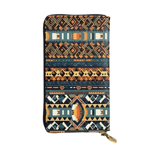 WXXWXD Lange Clutch mit afrikanischem Stammesmuster, Ethno-Textur, bedruckt, leicht, langlebig und bequem für lässige Münzen und Karten von WXXWXD