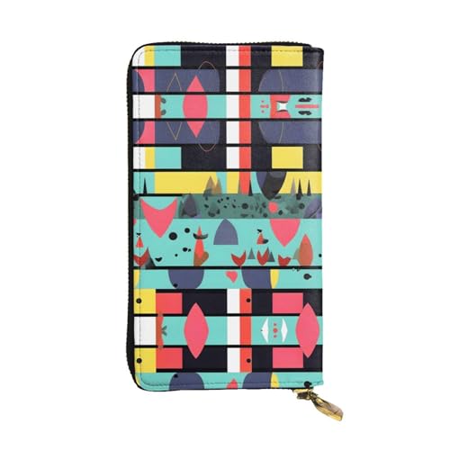 WXXWXD Lange Clutch mit geometrischen Mustern: leicht, langlebig und bequem für lässige Münzen und Karten von WXXWXD