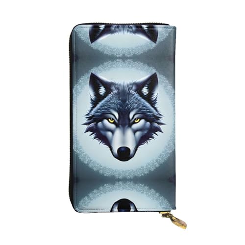 WXXWXD Langer Clutch, Motiv: wilder Wolfskopf, leicht, langlebig und bequem für lässige Münzen und Karten von WXXWXD