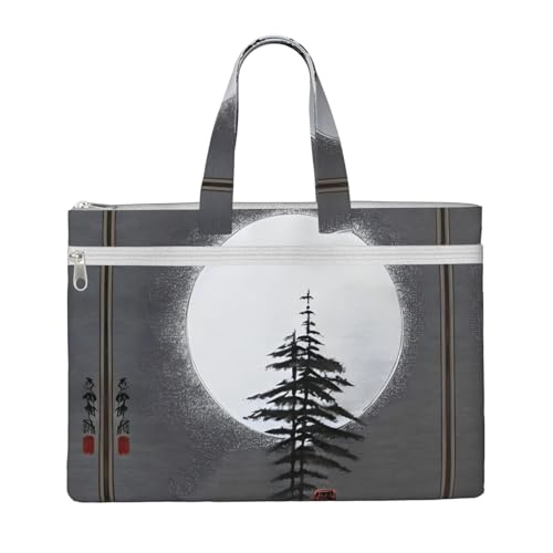 WXXWXD Moon Pine Tree Canvas Tote File Bag Work Shoulder Bag Handbag Suitable for travel and office use von WXXWXD