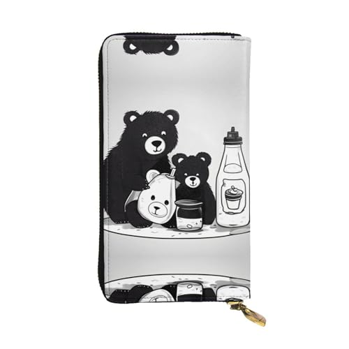 WXXWXD Niedliche Milchflaschen-Bär-bedruckte lange Clutch-Brieftasche: leicht, langlebig und bequem für lässige Münzen und Karten von WXXWXD