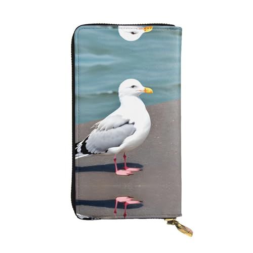 WXXWXD Niedliche Möwen-bedruckte lange Clutch-Brieftasche: leicht, langlebig und bequem für lässige Münzen und Karten von WXXWXD
