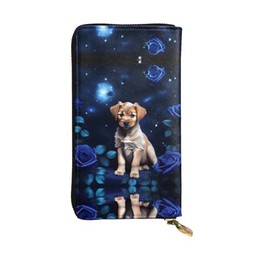 WXXWXD Puppy Blue Rose Printed Long Clutch Wallet: lightweight, durable, and comfortable for Casual Coins and Cards von WXXWXD