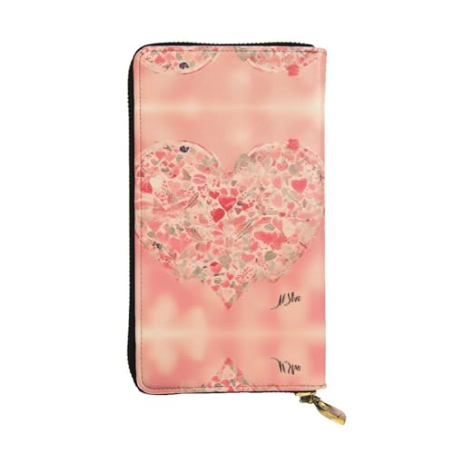 WXXWXD Rote Herz-Blumen bedruckte lange Clutch-Brieftasche: leicht, langlebig und bequem für lässige Münzen und Karten von WXXWXD