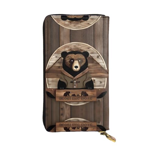 WXXWXD Rustikale Lodge Bear bedruckte lange Clutch-Brieftasche: leicht, langlebig und bequem für lässige Münzen und Karten von WXXWXD