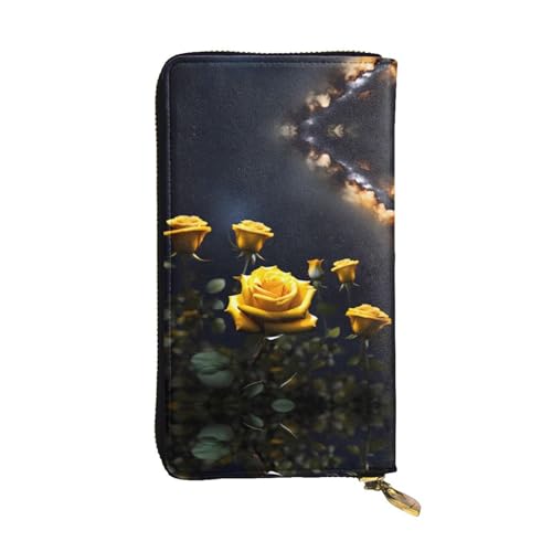 WXXWXD Schöne gelbe Rosen bedruckte lange Clutch-Brieftasche: leicht, langlebig und bequem für lässige Münzen und Karten von WXXWXD