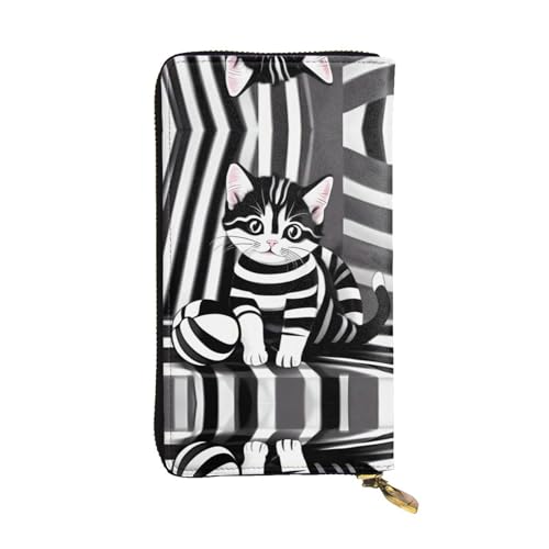 WXXWXD Schwarz-weiß gestreifte Kätzchen-bedruckte lange Clutch-Brieftasche: leicht, langlebig und bequem für lässige Münzen und Karten WXXWXD Schwarz-weiß gestreifte Kätzchen-bedruckte lange Clutch-Brieftasche: leicht, langlebig und bequem für lässige Münzen und Karten von WXXWXD