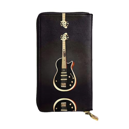 WXXWXD Schwarze Gitarren-bedruckte lange Clutch-Brieftasche: leicht, langlebig und bequem für lässige Münzen und Karten von WXXWXD