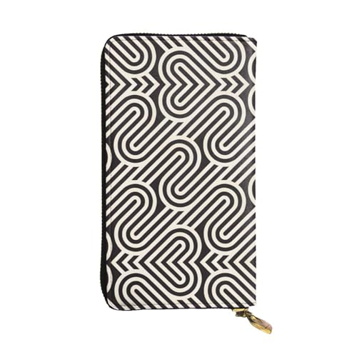 WXXWXD Schwarze geschwungene Textur, bedruckte lange Clutch-Brieftasche: leicht, langlebig und bequem für lässige Münzen und Karten von WXXWXD