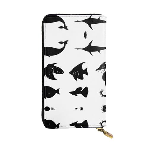 WXXWXD Schwarze und weiße Fisch-bedruckte lange Clutch-Brieftasche: leicht, langlebig und bequem für lässige Münzen und Karten WXXWXD Schwarze und weiße Fisch-bedruckte lange Clutch-Brieftasche: leicht, langlebig und bequem für lässige Münzen und Karten von WXXWXD