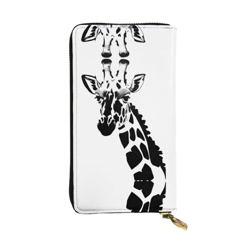 WXXWXD Schwarze und weiße Giraffe bedruckte lange Clutch-Brieftasche: leicht, langlebig und bequem für lässige Münzen und Karten von WXXWXD
