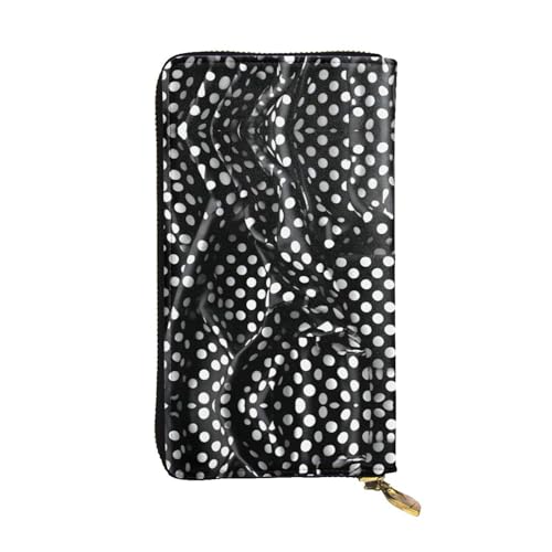 WXXWXD Schwarze und weiße gewellte Punkte bedruckte lange Clutch-Brieftasche: leicht, langlebig und bequem für lässige Münzen und Karten von WXXWXD