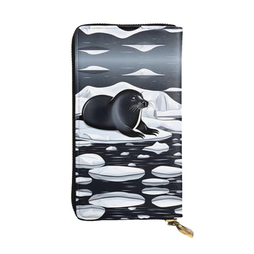 WXXWXD Seals on Ice Printed Long Clutch Wallet: lightweight, durable, and comfortable for Casual Coins and Cards von WXXWXD