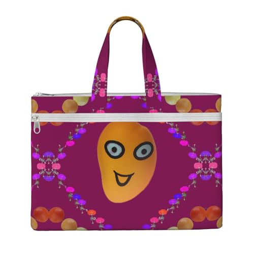 WXXWXD Smiley Mango Canvas Tote File Bag Work Shoulder Bag Handbag Suitable for travel and office use von WXXWXD