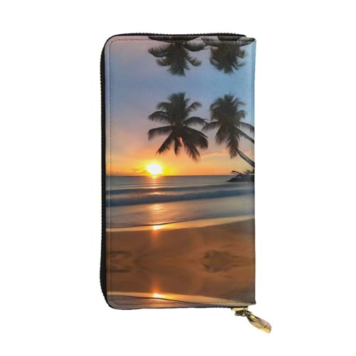 WXXWXD Sunset Beach bedruckte lange Clutch-Brieftasche: leicht, langlebig und bequem für lässige Münzen und Karten von WXXWXD