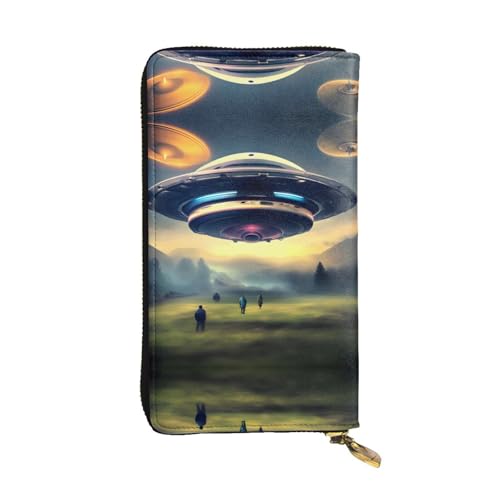 WXXWXD UFO Landing Printed Long Clutch Wallet: Lightweight, Durable, and Comfortable for Casual Coins and Cards von WXXWXD