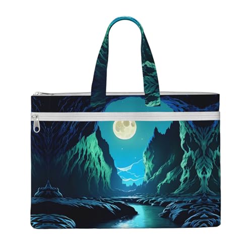 WXXWXD Water Moon Cave Canvas Tote File Bag Work Shoulder Bag Handbag Suitable for travel and office use von WXXWXD