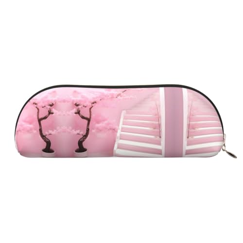 WXXWXD Weiße Kirschblüten-Treppe, tragbares Federmäppchen, praktisch für unterwegs, ideal für das Büro von WXXWXD