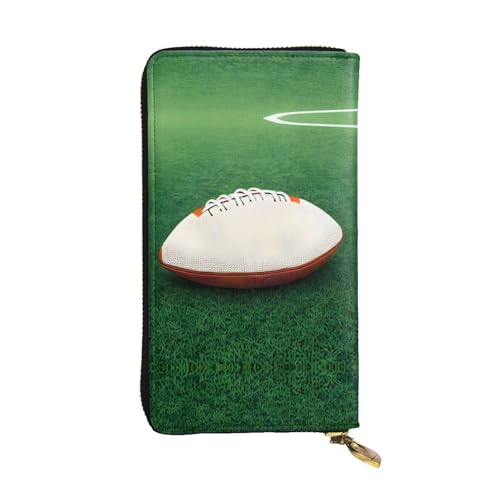 WXXWXD Weiße Rugbyball-bedruckte lange Clutch-Brieftasche: leicht, langlebig und bequem für lässige Münzen und Karten von WXXWXD