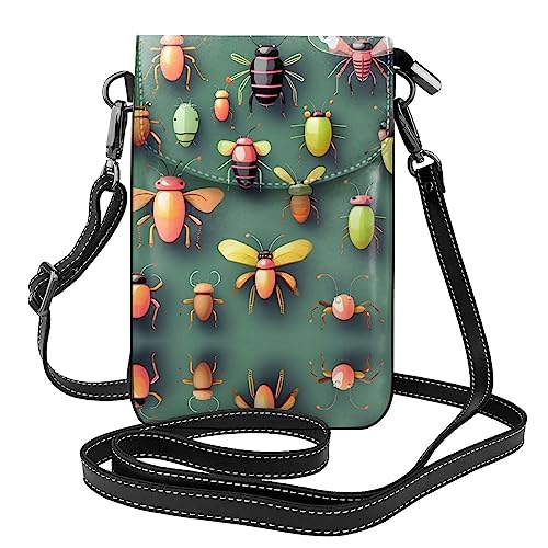 Insect Atlas Leder-Umhängetasche, Flip-Handytasche, Mikrofaser, PU-Leder, geeignet für den täglichen Gebrauch, Schwarz, Einheitsgröße von WXZYFP