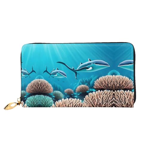 Langes Portemonnaie aus tiefseewaligem Leder, doppelseitiger Druck, Mikrofaser-Leder-Material, Unisex, wasserdicht und langlebig von WXZYFP