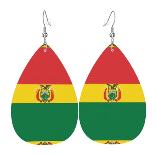 Modische PVC-Ohrringe aus versilbertem Leder, geeignet für Festivalpartys oder den persönlichen Gebrauch, Flagge von Bolivien von WXZYFP