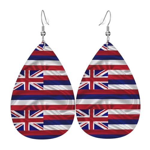 Modische PVC-Ohrringe aus versilbertem Leder, geeignet für Festivalpartys oder den persönlichen Gebrauch, Flagge von Hawaii, Amerikaner von WXZYFP