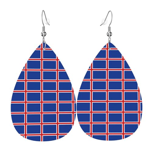 Modische PVC-Ohrringe aus versilbertem Leder, geeignet für Festivalpartys oder den persönlichen Gebrauch, Flagge von Island von WXZYFP