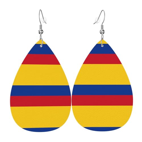 Modische PVC-Ohrringe aus versilbertem Leder, geeignet für Festivalpartys oder den persönlichen Gebrauch, Flagge von Kolumbien von WXZYFP