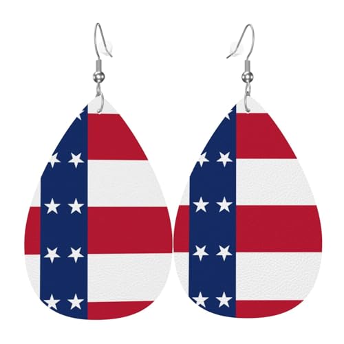 Modische PVC-Ohrringe aus versilbertem Leder, geeignet für Festivalpartys oder den persönlichen Gebrauch, Flagge von Texas, Einheitsgröße, silberfarbenes Kupferleder, kein Edelstein von WXZYFP