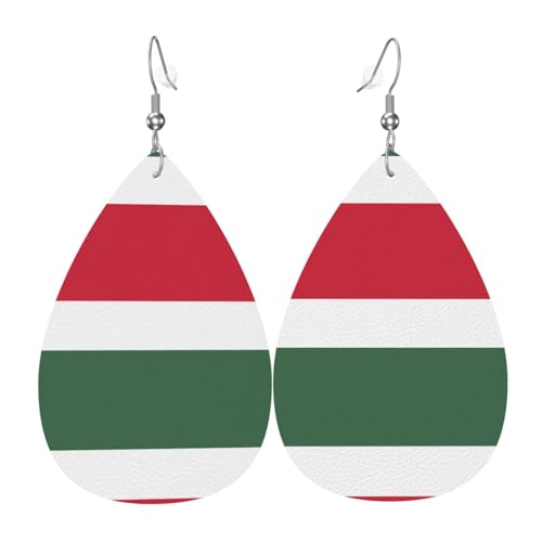 Modische PVC-Ohrringe aus versilbertem Leder, geeignet für Festivalpartys oder den persönlichen Gebrauch, Flagge von Ungarn von WXZYFP