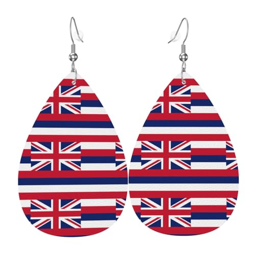 Modische PVC-Ohrringe aus versilbertem Leder, geeignet für Festivalpartys oder den persönlichen Gebrauch, Hawaii-Flagge, Einheitsgröße, silberfarbenes Kupferleder, kein Edelstein von WXZYFP