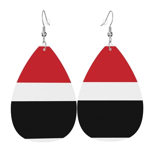 Modische PVC-Ohrringe aus versilbertem Leder, geeignet für Festivalpartys oder den persönlichen Gebrauch, Jemenitische Flagge von WXZYFP