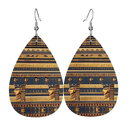 Modische PVC-Ohrringe aus versilbertem Leder, geeignet für Festivalpartys oder den persönlichen Gebrauch, ägyptische pharaonische Fresken von WXZYFP