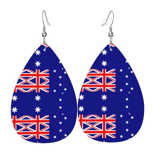 Modische PVC-Ohrringe aus versilbertem Leder, geeignet für Festivalpartys oder den persönlichen Gebrauch, australische Flagge von WXZYFP
