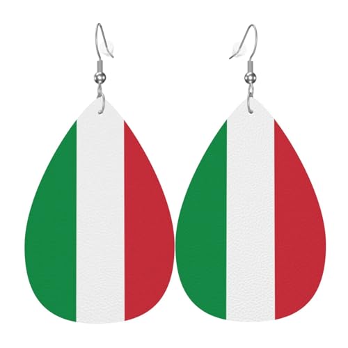 Modische PVC-Ohrringe aus versilbertem Leder, geeignet für Festivalpartys oder den persönlichen Gebrauch, italienische Flagge von WXZYFP