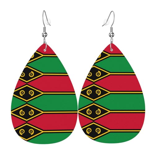 Modische PVC-Ohrringe aus versilbertem Leder, geeignet für Festivalpartys oder den persönlichen Gebrauch Flagge von Vanuatu von WXZYFP