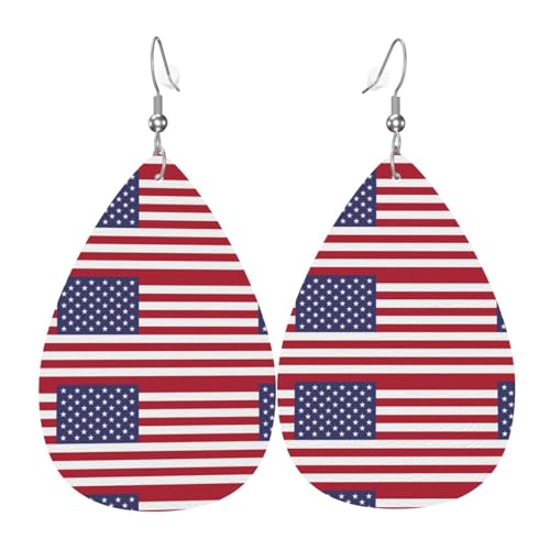 Modische PVC-Ohrringe aus versilbertem Leder, geeignet für Festivalpartys oder den persönlichen Gebrauch. Amerikanische Flagge von WXZYFP