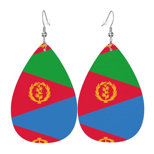 Modische PVC-Ohrringe aus versilbertem Leder, geeignet für Festivalpartys oder den persönlichen Gebrauch. Eritreische Flagge von WXZYFP