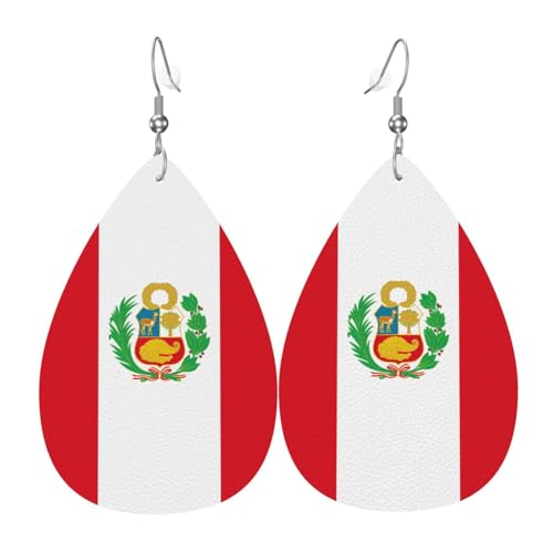 Modische PVC-Ohrringe aus versilbertem Leder, geeignet für Festivalpartys oder den persönlichen Gebrauch. Flagge von Peru von WXZYFP