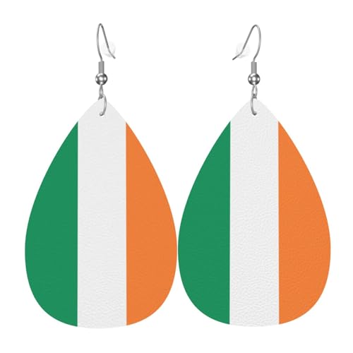 Modische PVC-Ohrringe aus versilbertem Leder, geeignet für Festivalpartys oder den persönlichen Gebrauch. Irische Flagge von WXZYFP