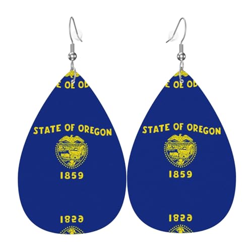 Modische PVC-Ohrringe aus versilbertem Leder, geeignet für Festivalpartys oder den persönlichen Gebrauch. Oregon State Flag von WXZYFP