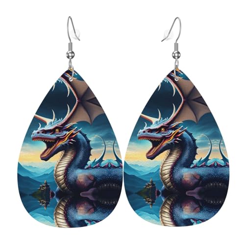 Modische PVC-Ohrringe aus versilbertem Leder, geeignet für Festivalpartys oder den persönlichen Gebrauch. Roaring Dragon, Einheitsgröße, silberfarbenes Kupferleder, kein Edelstein von WXZYFP