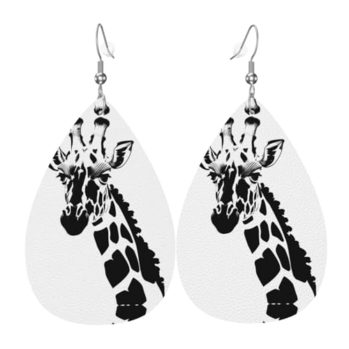 Modische PVC-Ohrringe aus versilbertem Leder, geeignet für Festivalpartys oder den persönlichen Gebrauch. Schwarze und weiße Giraffe von WXZYFP