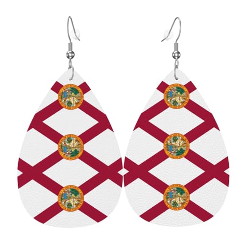 Modische versilberte PVC-Leder-Ohrringe, geeignet für Festivalpartys oder den persönlichen Gebrauch, Flagge von Florida von WXZYFP