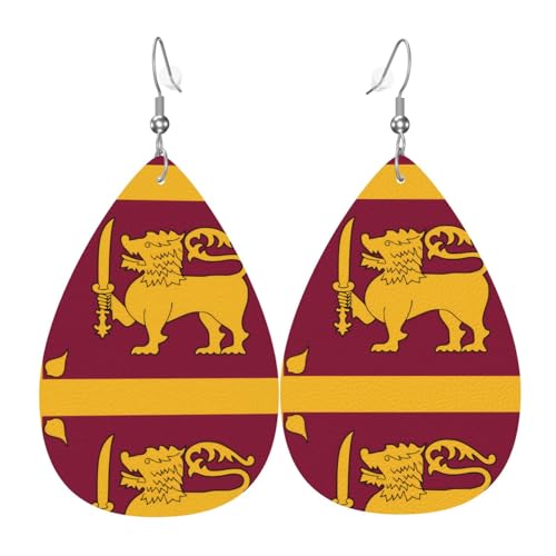 Modische versilberte PVC-Leder-Ohrringe, geeignet für Festivalpartys oder den persönlichen Gebrauch, Sri Lanka-Flagge von WXZYFP