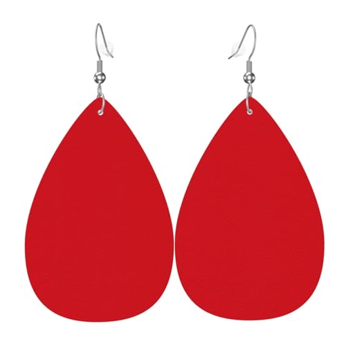 Modische versilberte PVC-Leder-Ohrringe, geeignet für Festivalpartys oder den persönlichen Gebrauch, einfarbig, rot von WXZYFP