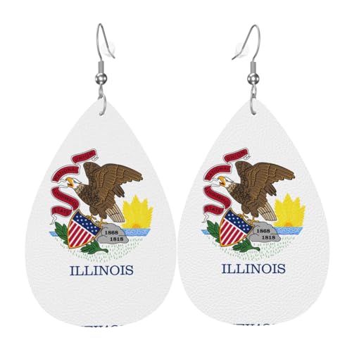 Modische versilberte PVC-Leder-Ohrringe, geeignet für Festivalpartys oder den persönlichen Gebrauch Illinois State Flag von WXZYFP