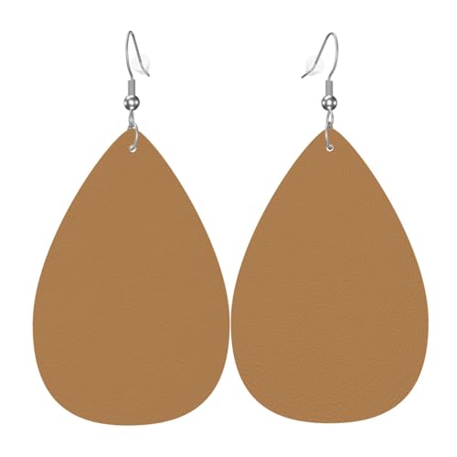 Modische versilberte PVC-Leder-Ohrringe, geeignet für Festivalpartys oder den persönlichen Gebrauch. Einfarbig, braun, Einheitsgröße, silberfarbenes Kupferleder, ohne Edelstein von WXZYFP