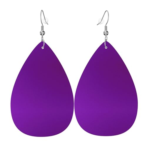 Modische versilberte PVC-Leder-Ohrringe, geeignet für Festivalpartys oder den persönlichen Gebrauch. Einfarbig, dunkelviolett, Einheitsgröße, silberfarbenes Kupferleder, ohne Edelstein von WXZYFP